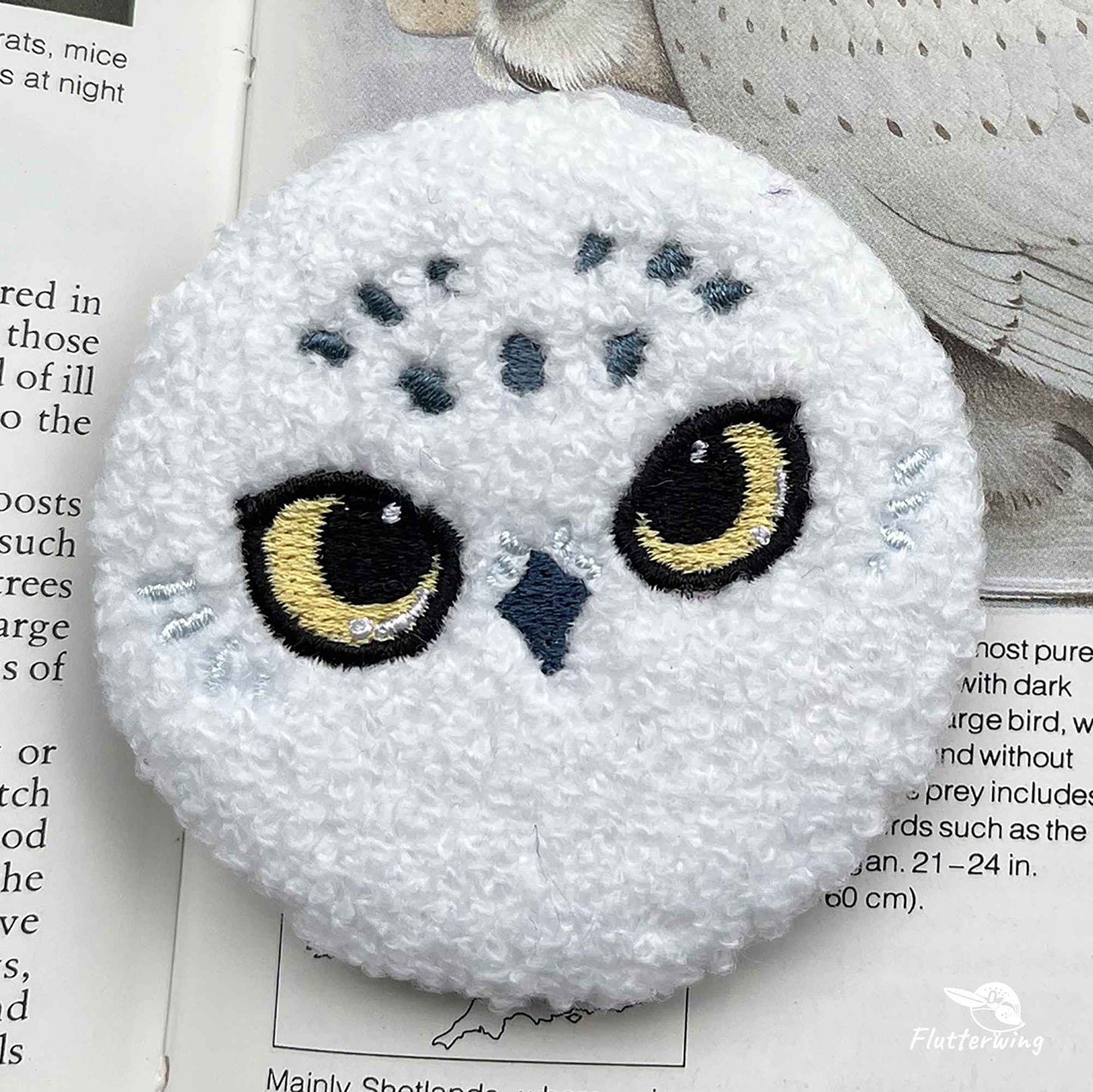 Snowy Owl Plush Embroidery Badge Pin