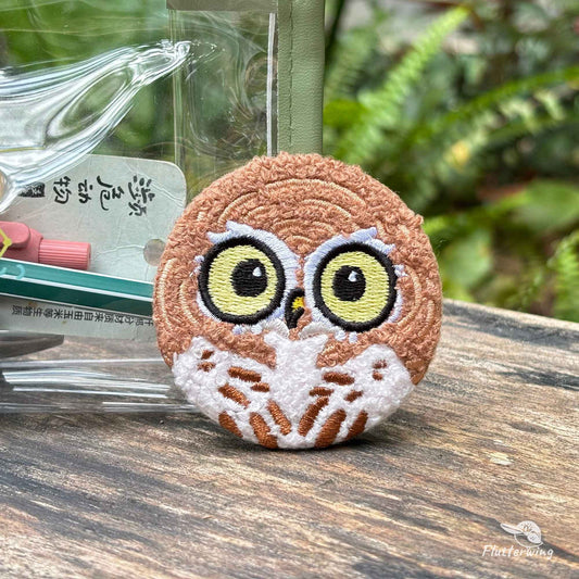 Barred Owlet Plush Embroidery Badge Pin