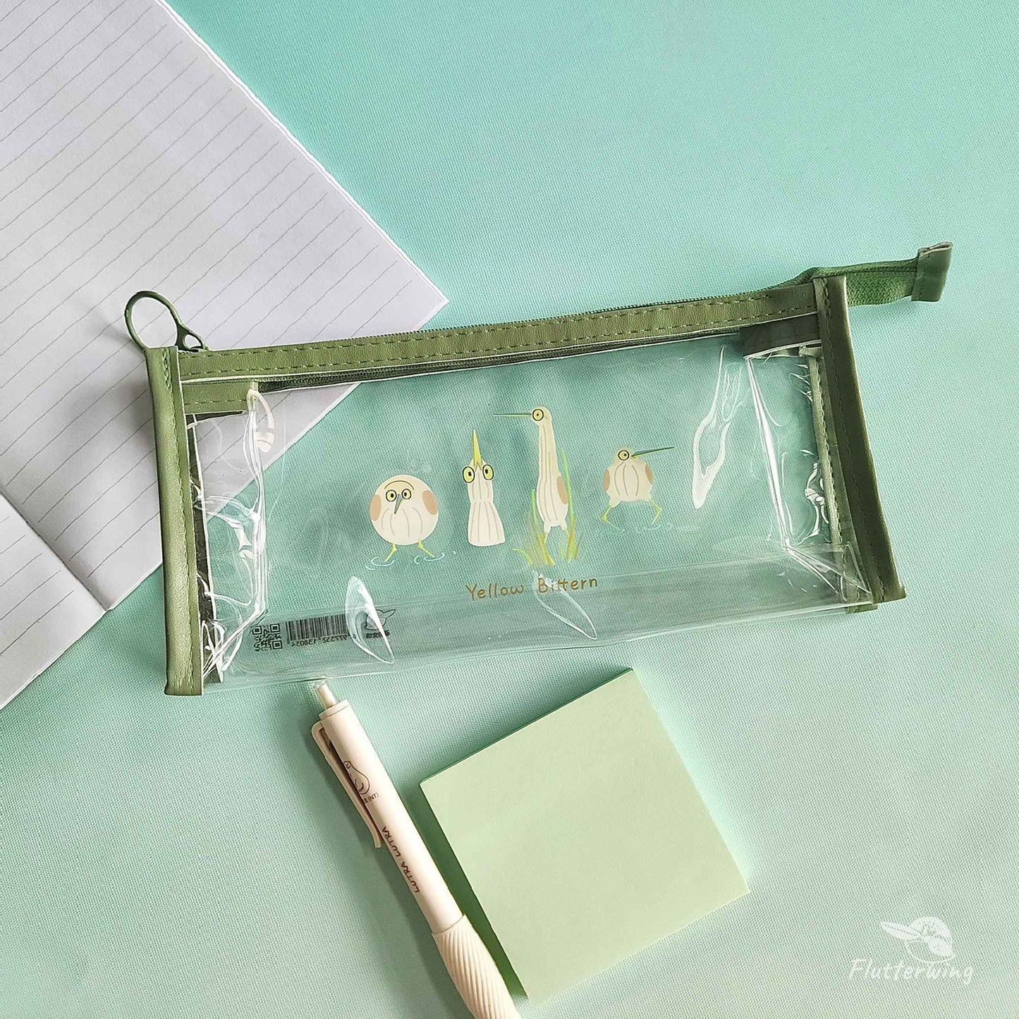 Daily Little Birds-themed Transparent PVC Pencil Case of the Yellow Bittern