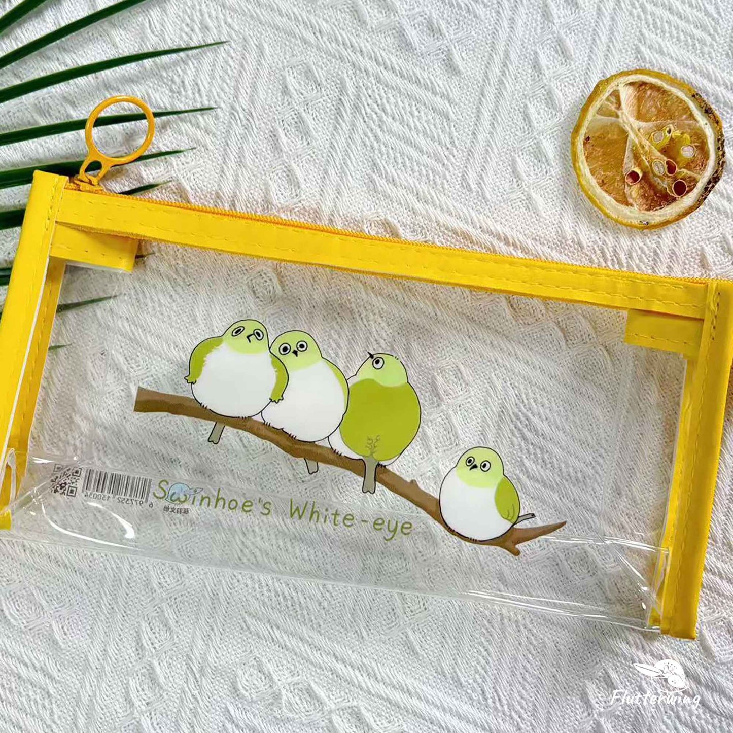 Daily Little Birds Transparent PVC Pencil Case Featuring Japanese White-eye